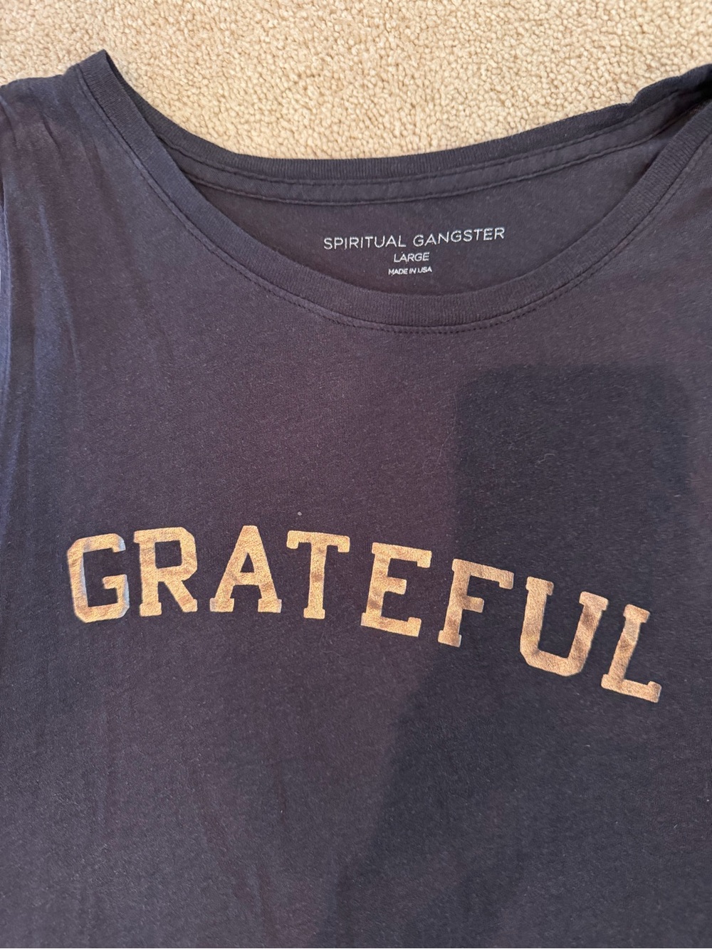 Spiritual Gangster Tank with Gold 'GRATEFUL' Print - Picture 2 of 2